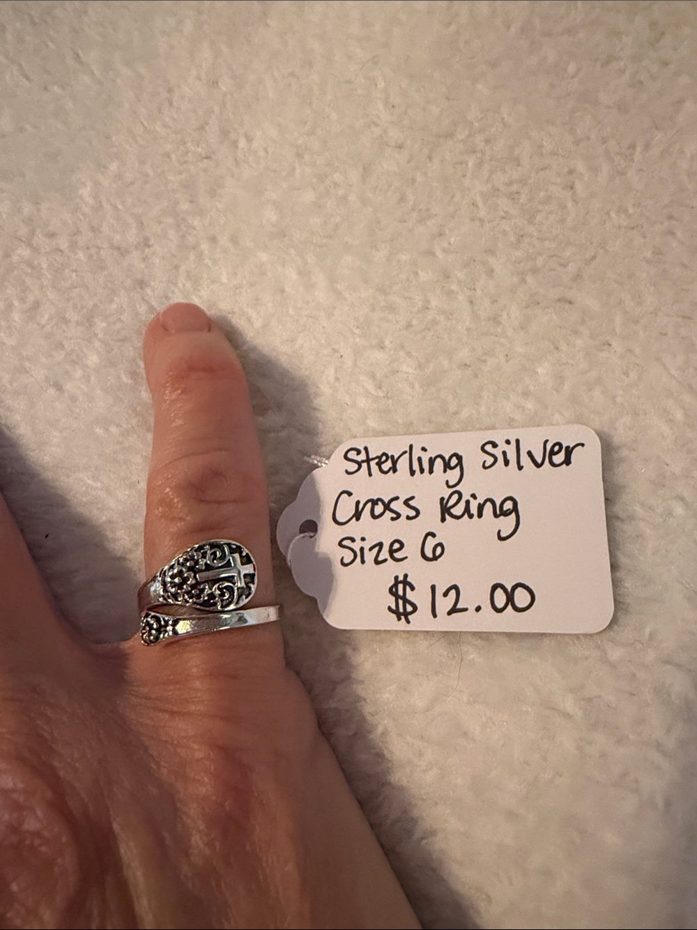 Sterling Silver Cross Ring Size 6
